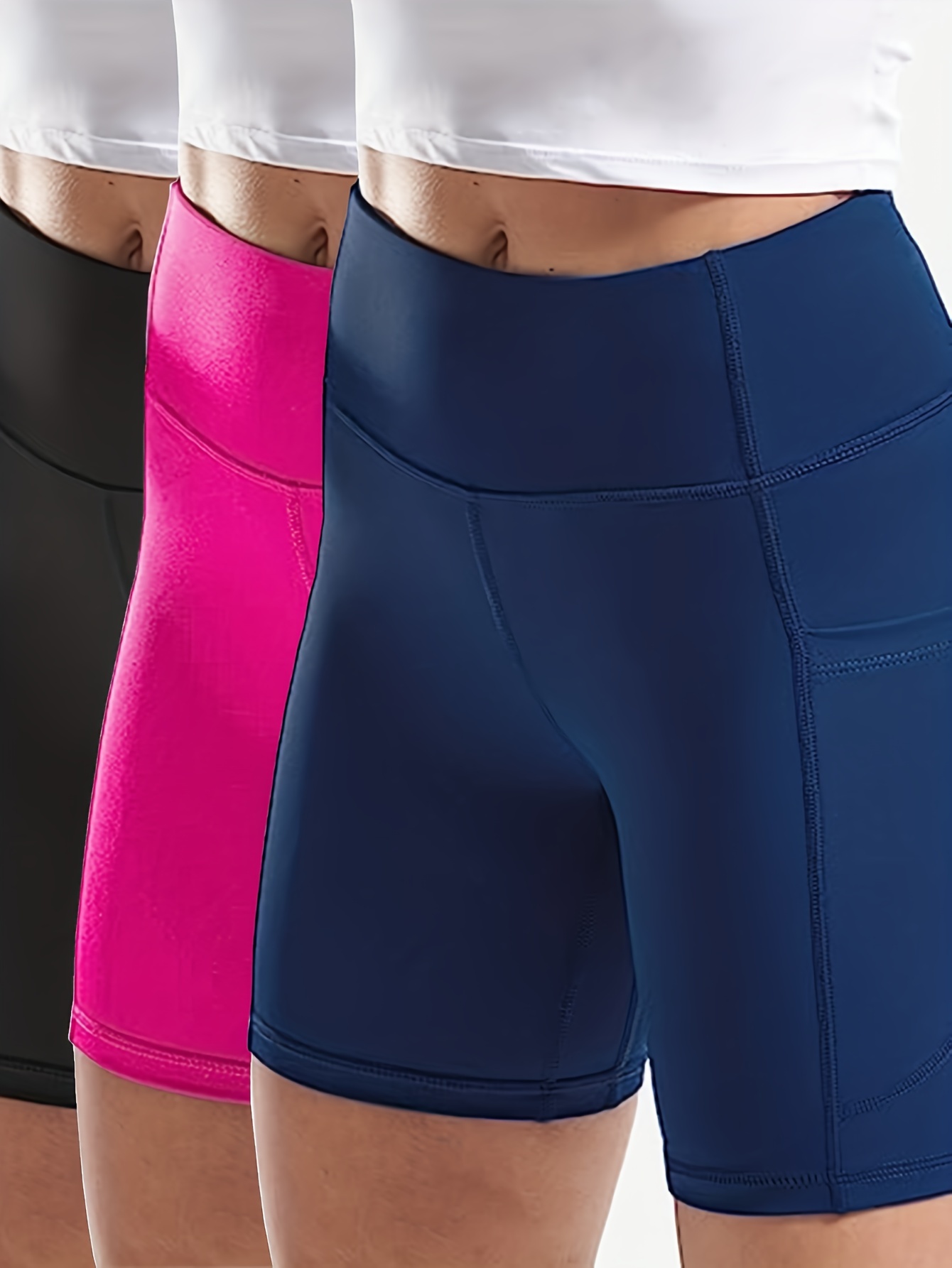 High Waist Contrast Binding Yoga Shorts Color Block Sports - Temu
