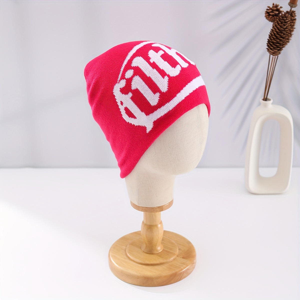 1pc Kids' Autumn And Winter Warm Knitted Hat With Letter For