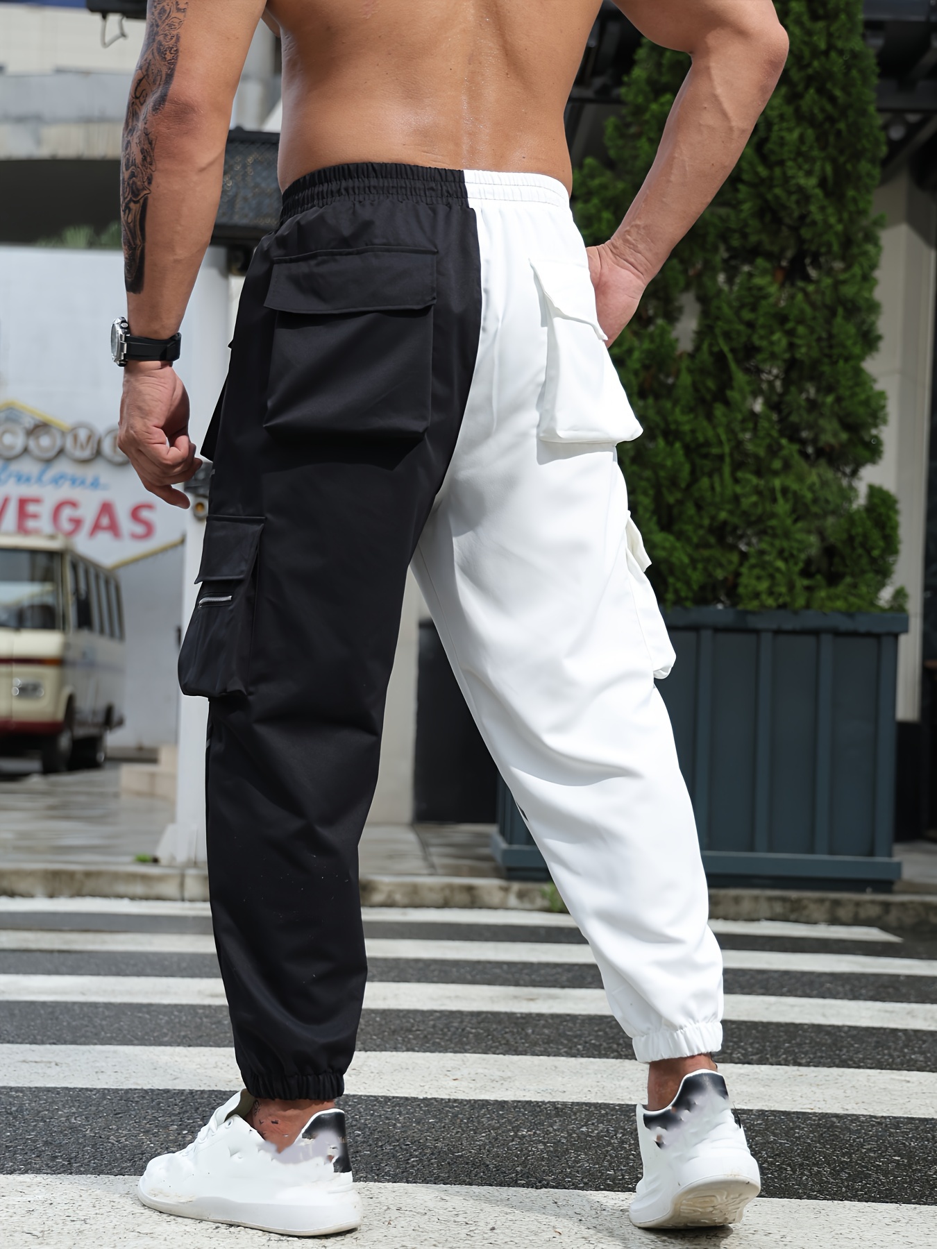Plus Size Men's Casual Long Pants, Drawstring Solid Trousers With Side  Pocket Design
