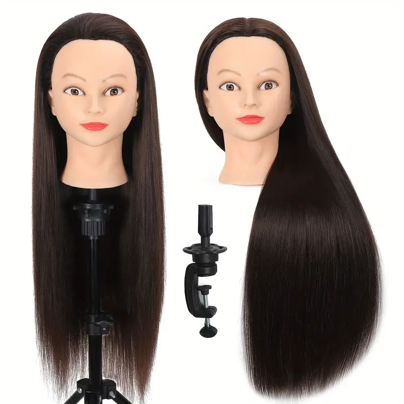 Mannequin Head With Yaki Hair Manikin Head Styling Hairdresser Training  Head With Clamp Stand Cosmetology Doll Head For Cutting Braiding Practice