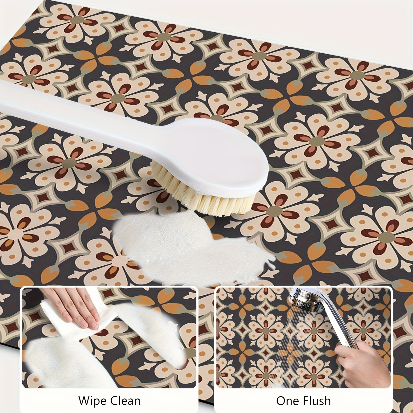 Retro Coffee Patterns Pads Rubber Absorbent Dishwashing Mats - Temu