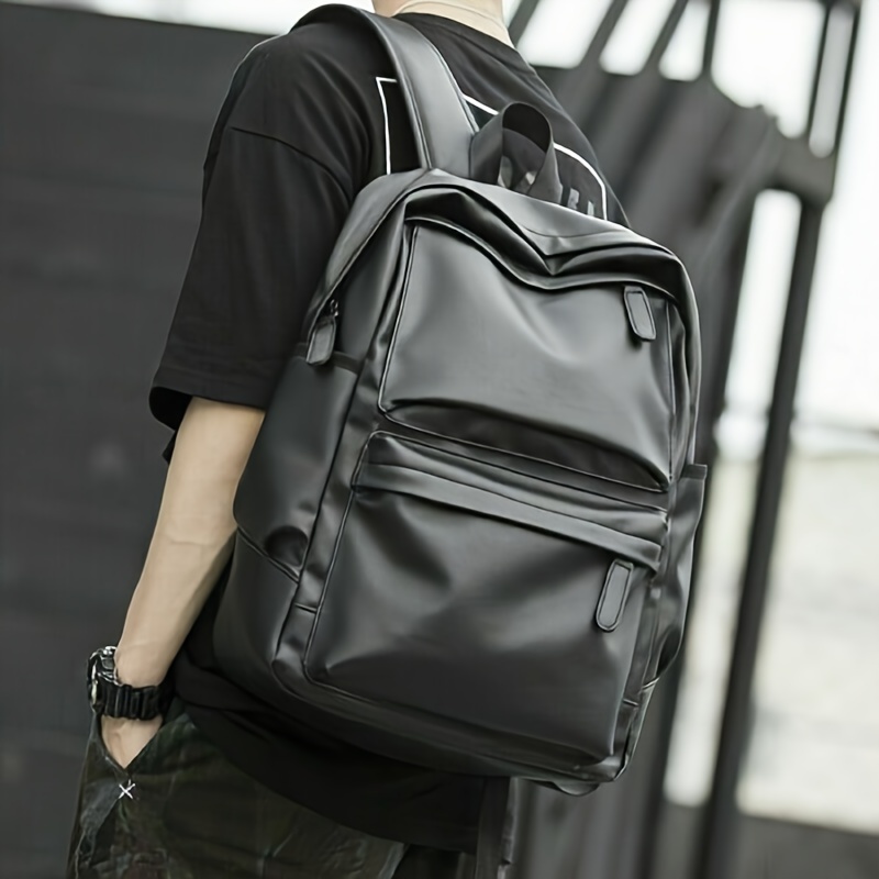 

Men's Laptop Backpack, Large Faux Leather Waterproof Travel Rucksack School Bag