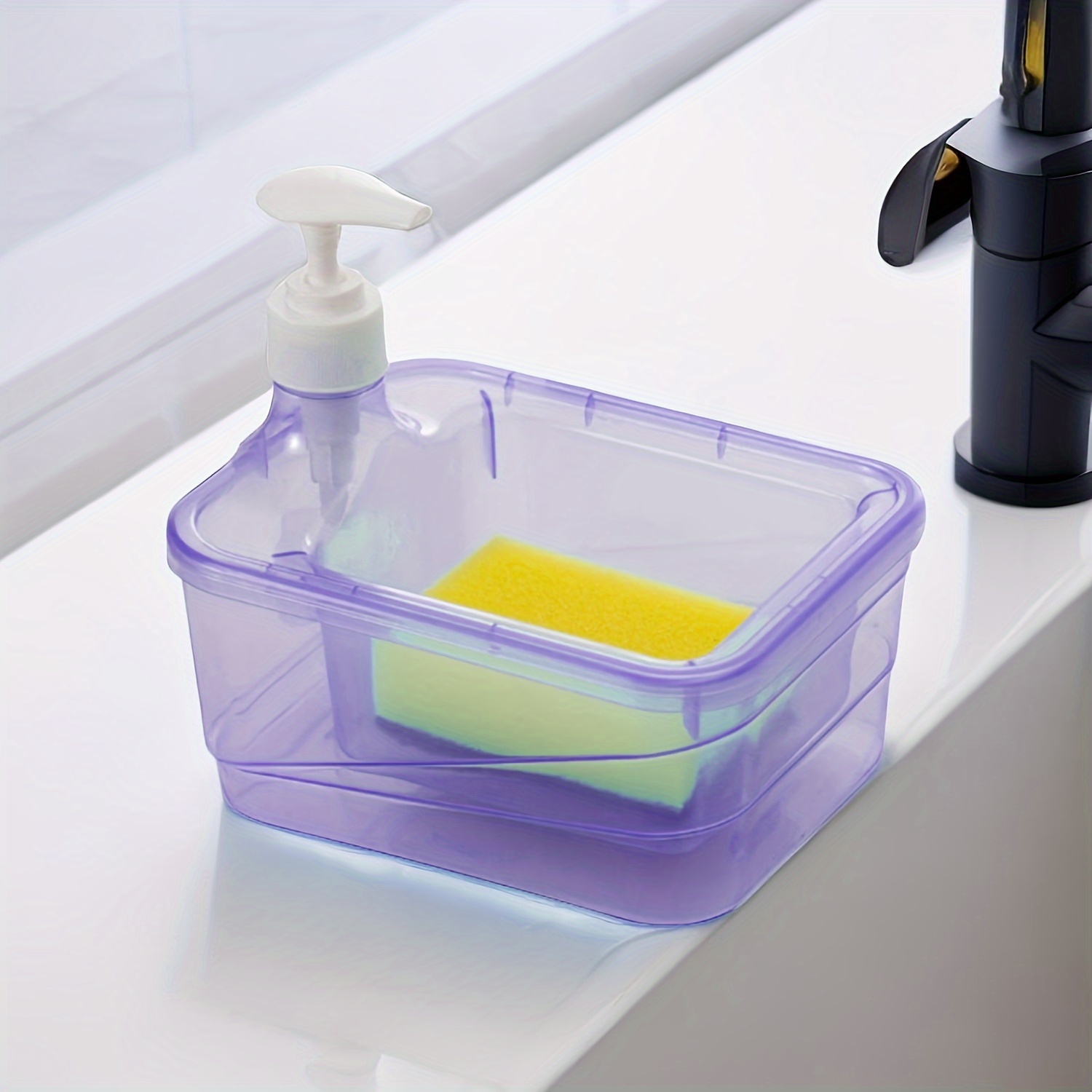 Dish Soap Dispenser Sponge Holder Sink Countertop Lotion - Temu Australia