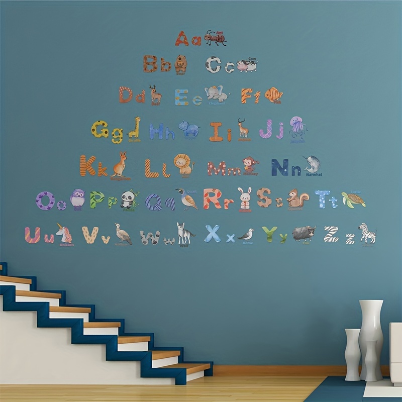 Alphabet Wall Stickers Decals Removable Animal Abc Vinyl - Temu