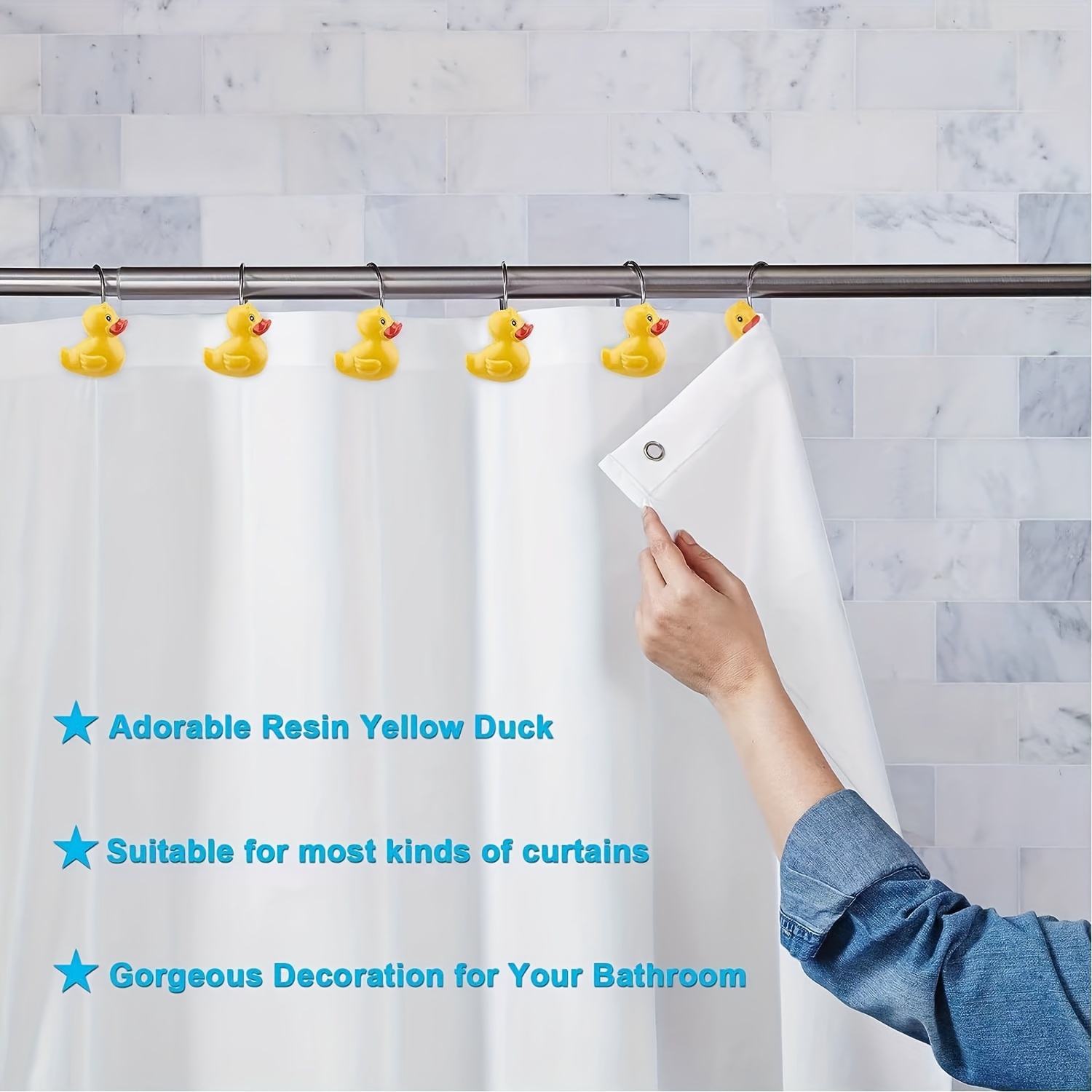 Shower Curtain Hook Cute Duck Design Creative Decorative - Temu