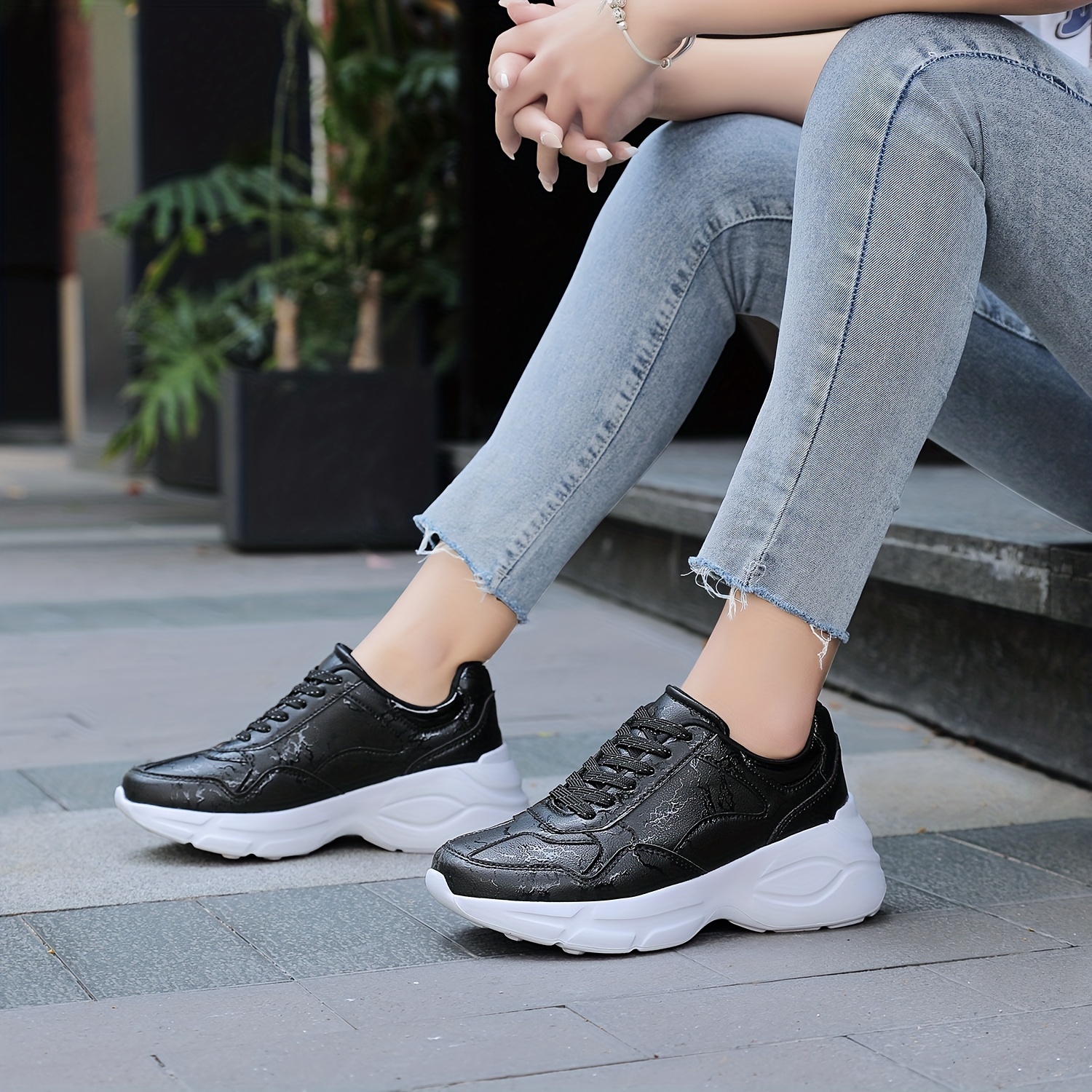 Zapatillas Plataforma Negras Mujer Zapatos Deportivos - Temu