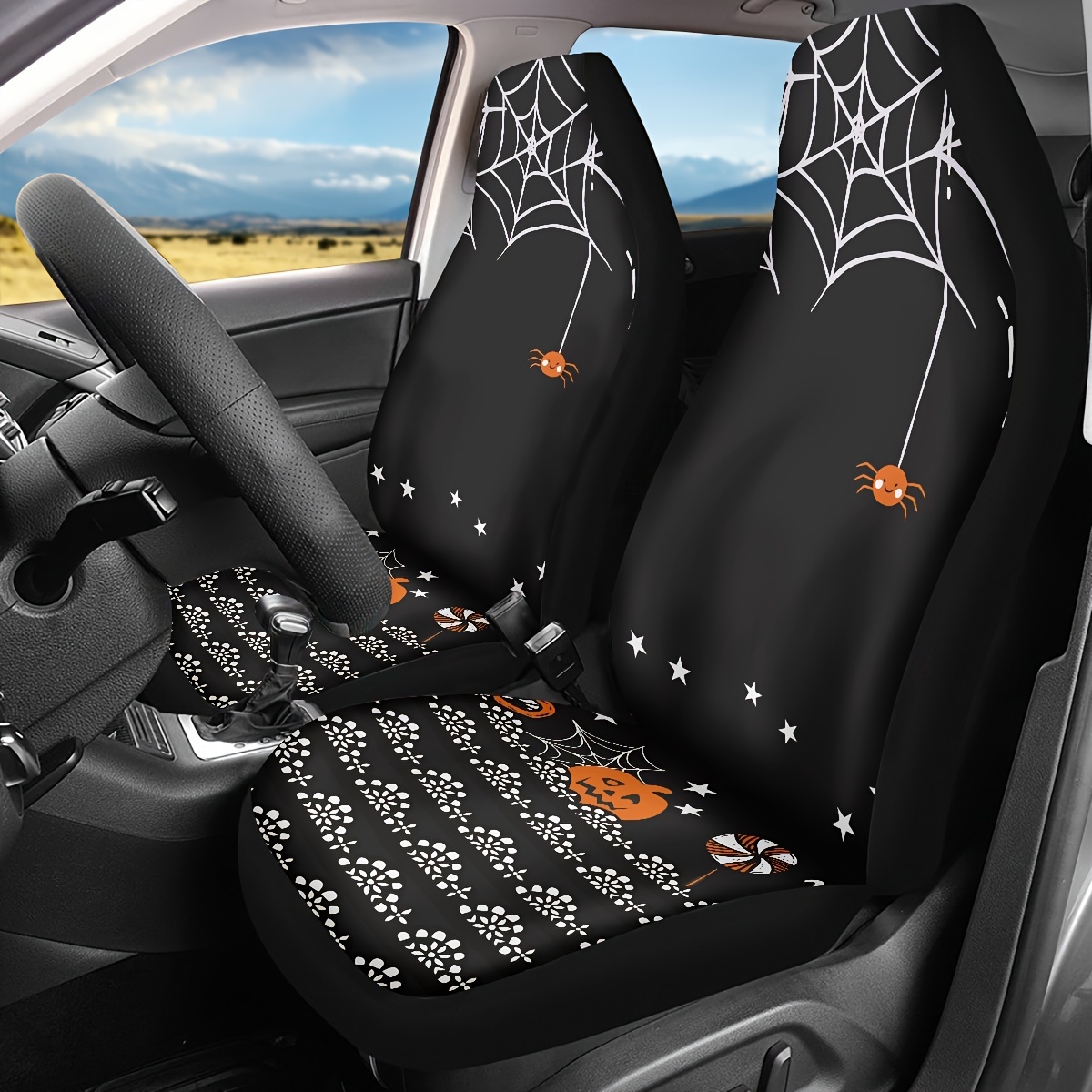 2pcs Halloween Colorful Bat Car Seat Covers, Printed Bright Neon Car Seat  Cover Bat, Cute Gothic Car Accessories