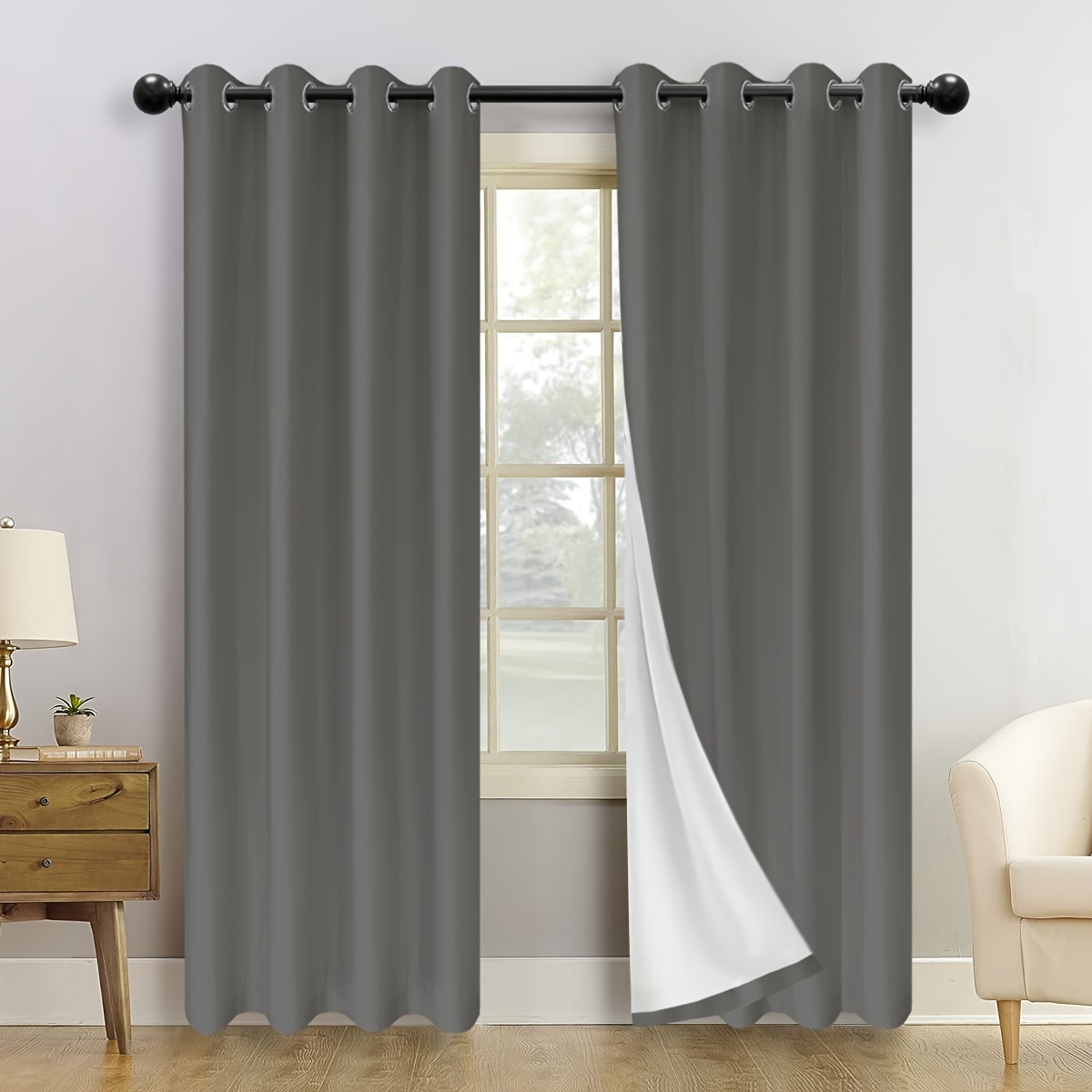 2pc suhuan top curtains   blackout insulation soundproof curtains with white lining used for bedroom office living room home decoration details 8