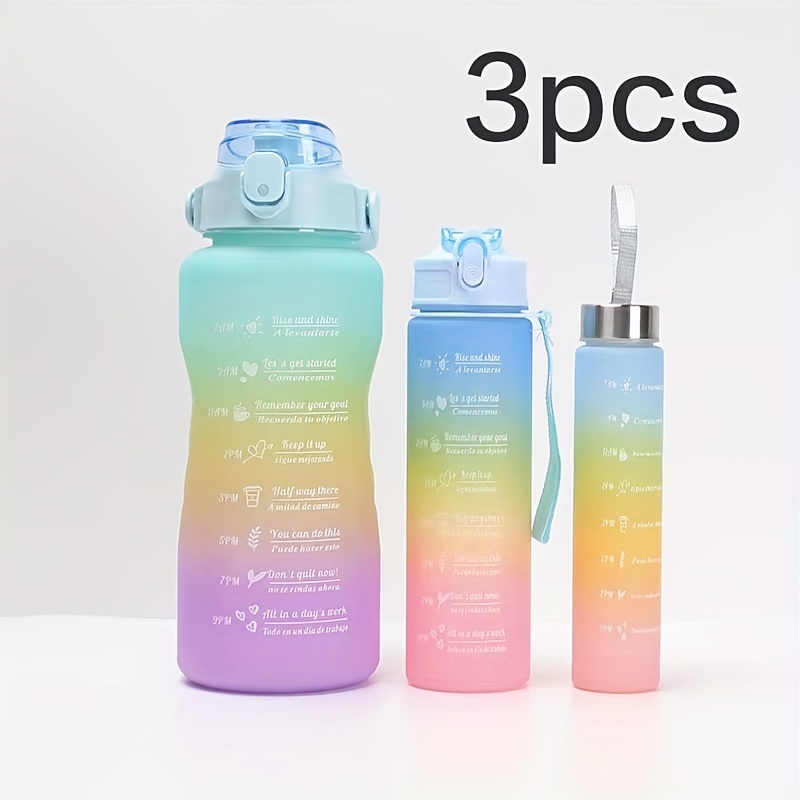 Water Bottle Set Gradient Color Large Capacity Sports - Temu