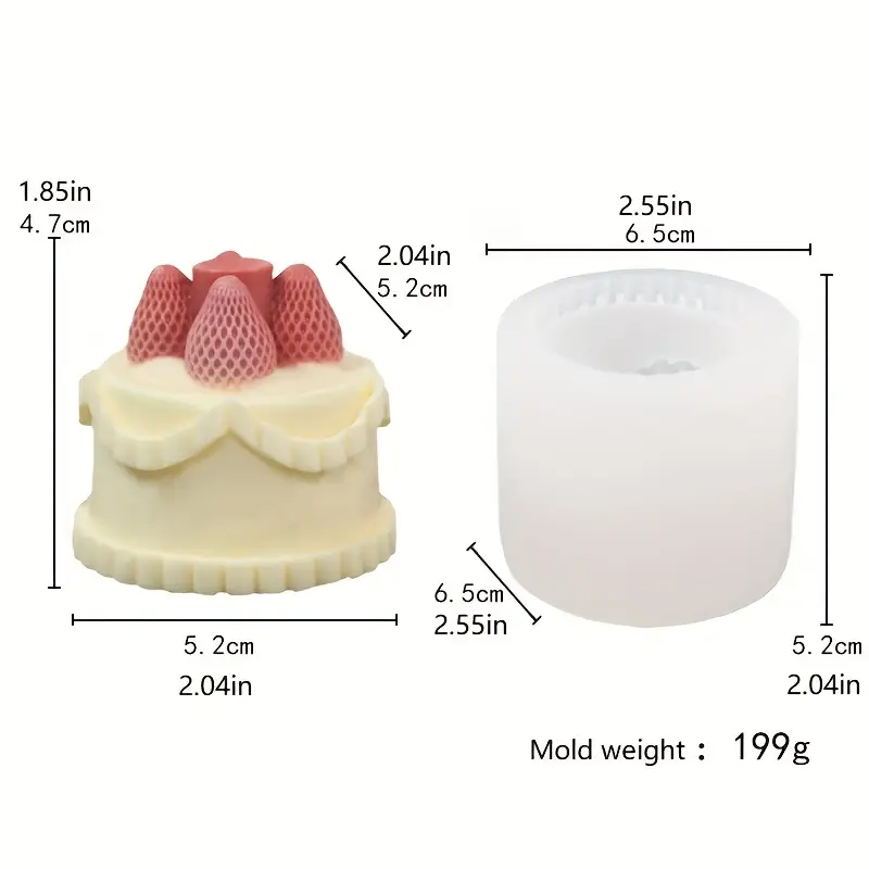 Strawberry Cake Shaped Silicone Mold DIY Resin Scented Candle Mold Silicone  Mold
