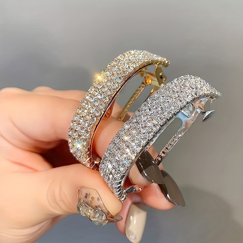 4 Pcs Rhinestone Hair Cuff Barrette Ponytail Holder