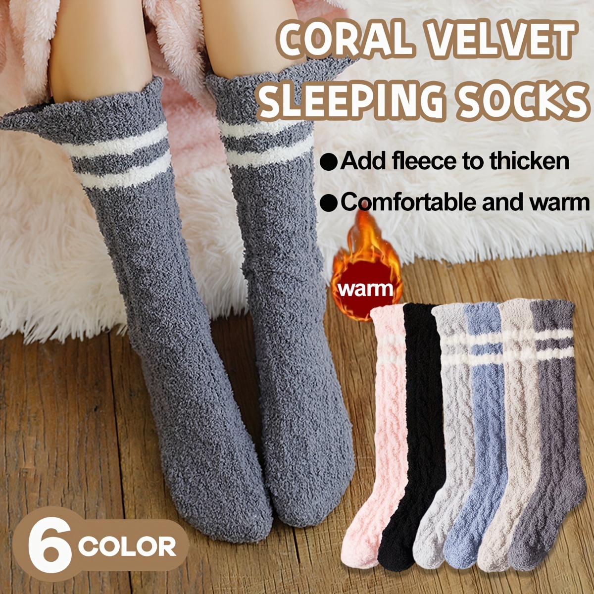 5 Pairs Winter Socks Warm Thick Soft Calf Socks