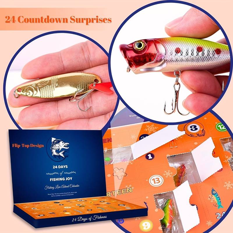 Fishing Advent Calendar,24 Days Fishing Lure Set Christmas