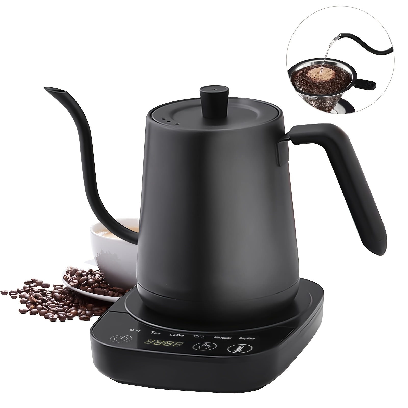 Portable Small Kettle Electric Tea Coffee 0.8L Temperature Control Hot Pot  Car