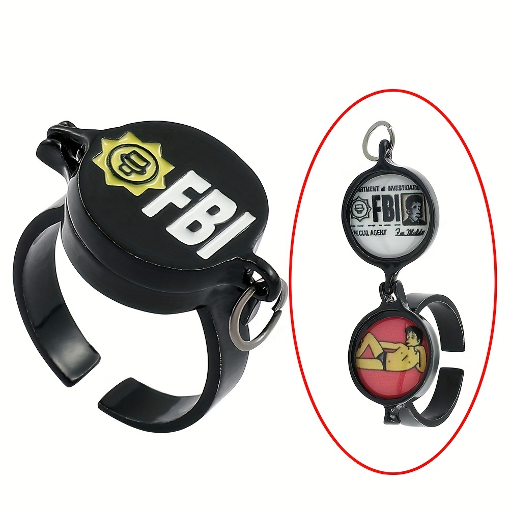 Creative Fashion Fbi Ring Fun Ring Open Ring Cartoon - Temu Denmark