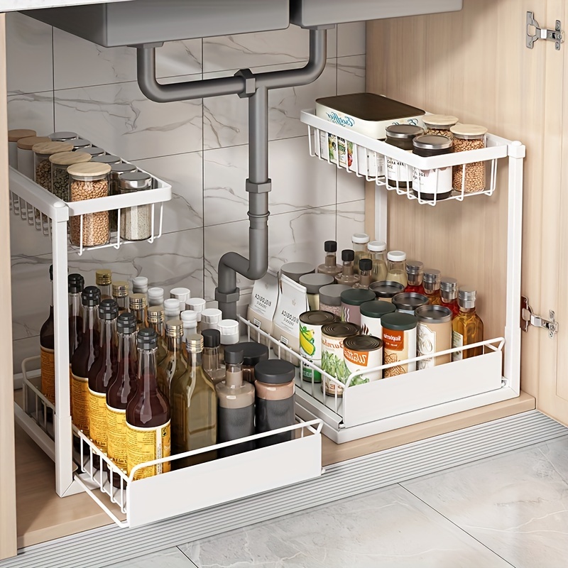 Kitchen Under Sink Rack Tiered Storage Pull Out Organizer