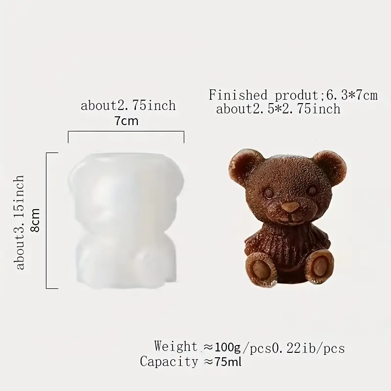 Cute Bear Ice Cube Mold Flexible Silicone Tray For Easy - Temu