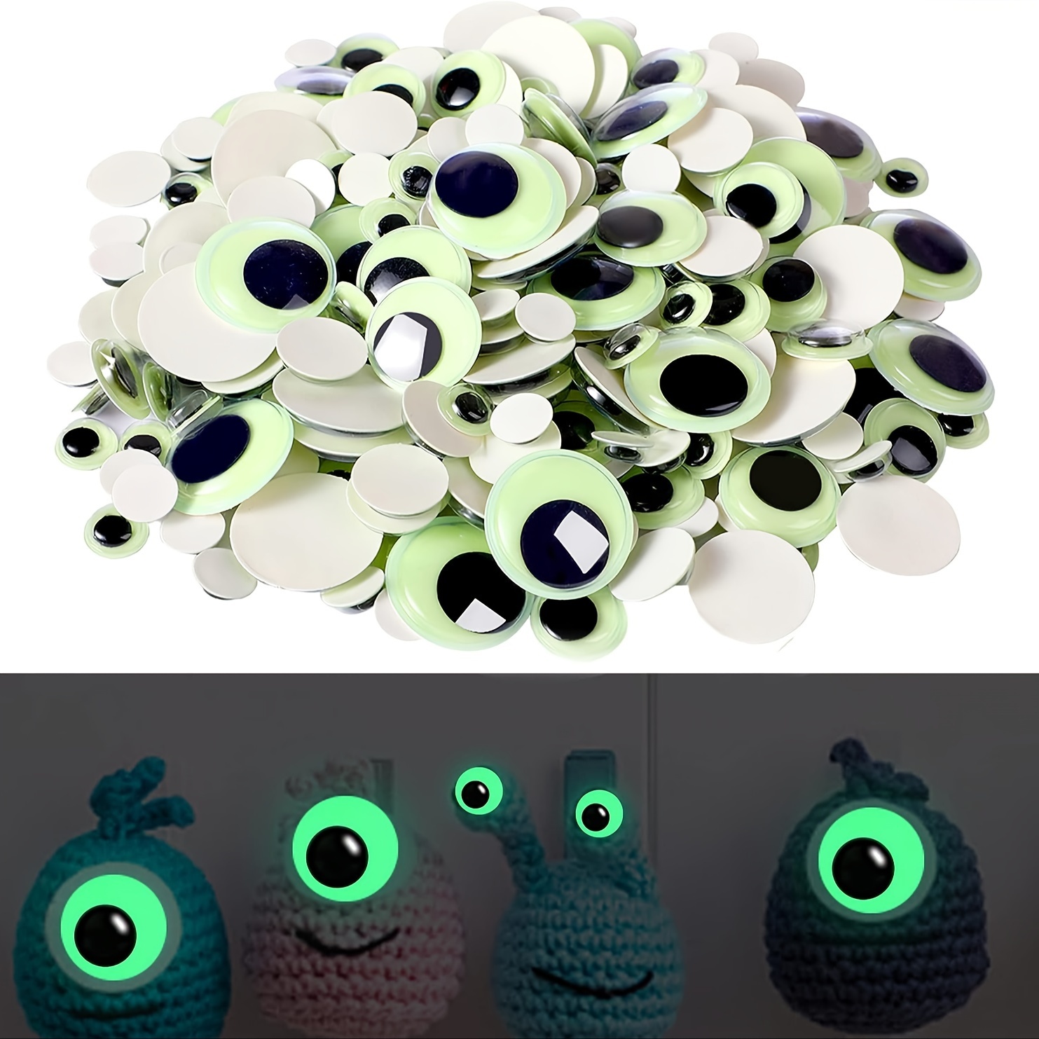Googly Eyes, 700pcs Plastic Wiggle Eyes Self Adhesive Wobbly Eyes Black  Small Large Toy Doll Eyes Round Sticky Craft Eyes