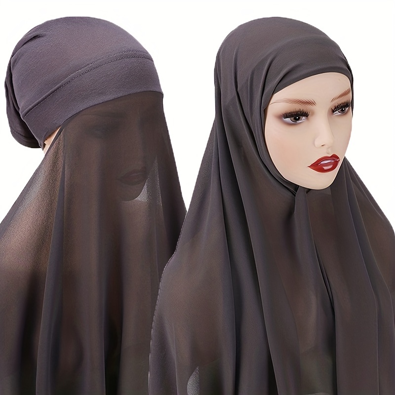 Solid Chiffon Hijab Soft Head Wrap Scarf Casual Turban Sunscreen Shawl