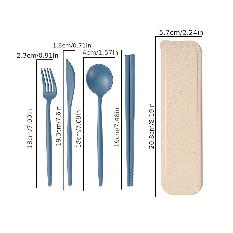 Reusable Utensils with Case, Travel Portable Fork Spoon Chopsticks Set with  Organizer Stainless Steel Flatware Utensils to go with Platic Case for Lunch  Box 
