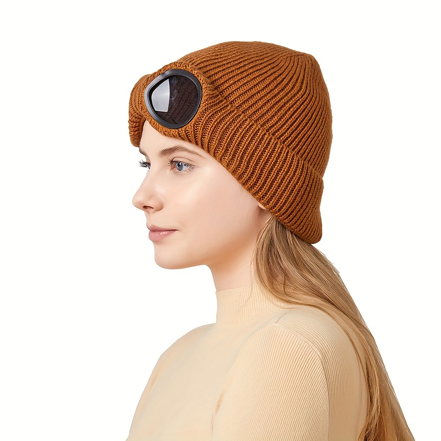 Thermal Fall Winter Knit Beanie Plus Ear Protection Glasses - Temu