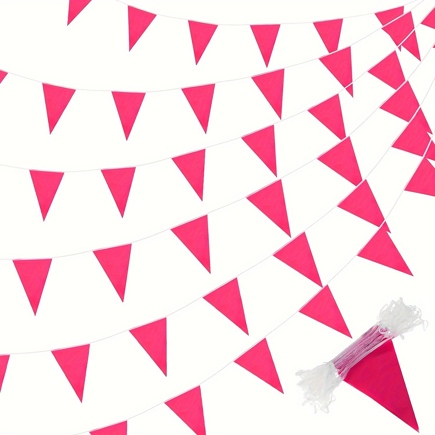 

1pc, 386inch Solid Pennant Banners Flags Triangle Bunting Bulk Garland For Grand Opening Carnival Birthday Party Decoration Festival Celebration Outdoor (pink)