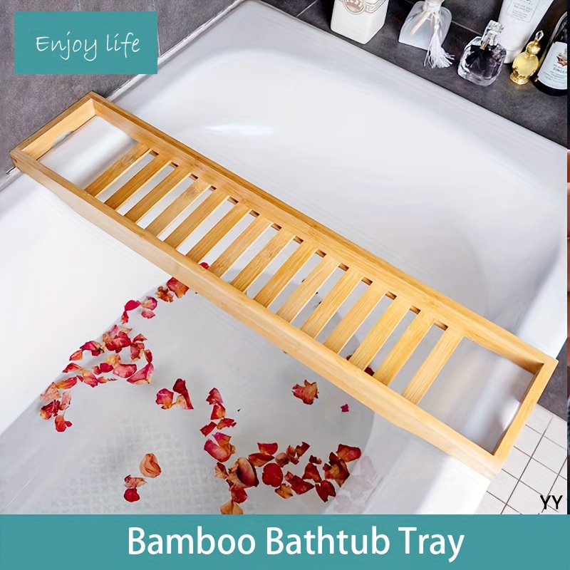 Soporte de bandeja de bambú para bañera, accesorios de extensión, soporte  para accesorios de bañera, perfecl Bandeja para carrito de bañera