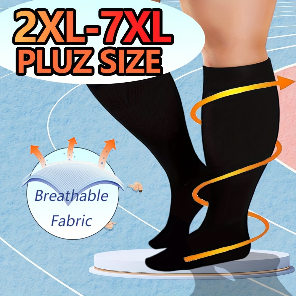 

Plus Size Copper Compression Socks For Women & Men, 15-20 Mmhg Extra Wide Calf Knee High Stockings For Circulation Support Sports Closed Toe Knee High Nurses Pregnancy