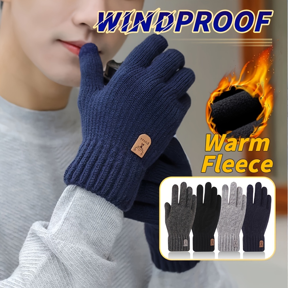 Gants d'hiver à écran tactile femmes hommes chauds mitaines en tricot  extensible imitation laine épaissir
