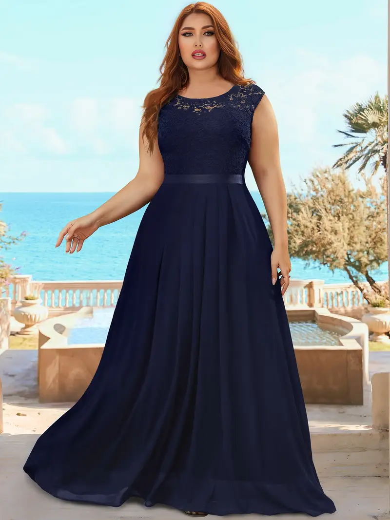 Plus Size Elegant Wedding Guest Dress Women's Plus Ruffled - Temu