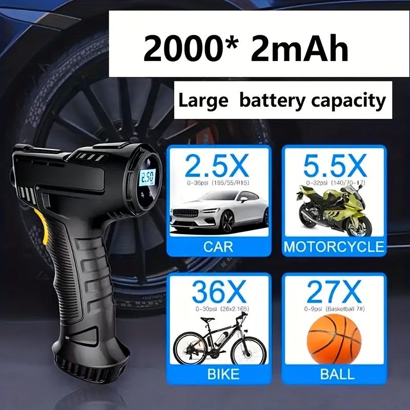 120w Car Air Inflator Pump Wireless Wired Electric Handheld Car Tire  Inflatable Pump Portable Air Compressor Tires Digital Auto Tire Inflator -  Automotive - Temu