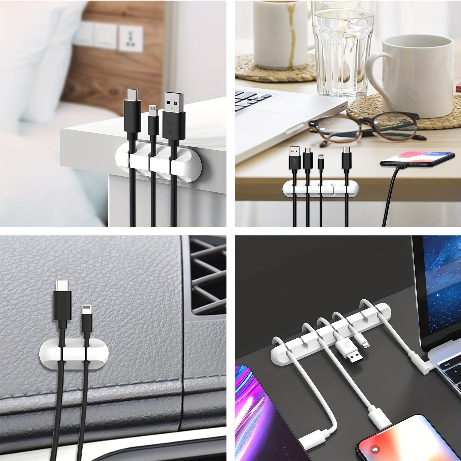 Qoovi Cable Organizer Management Wire Holder Flexible Usb Cable
