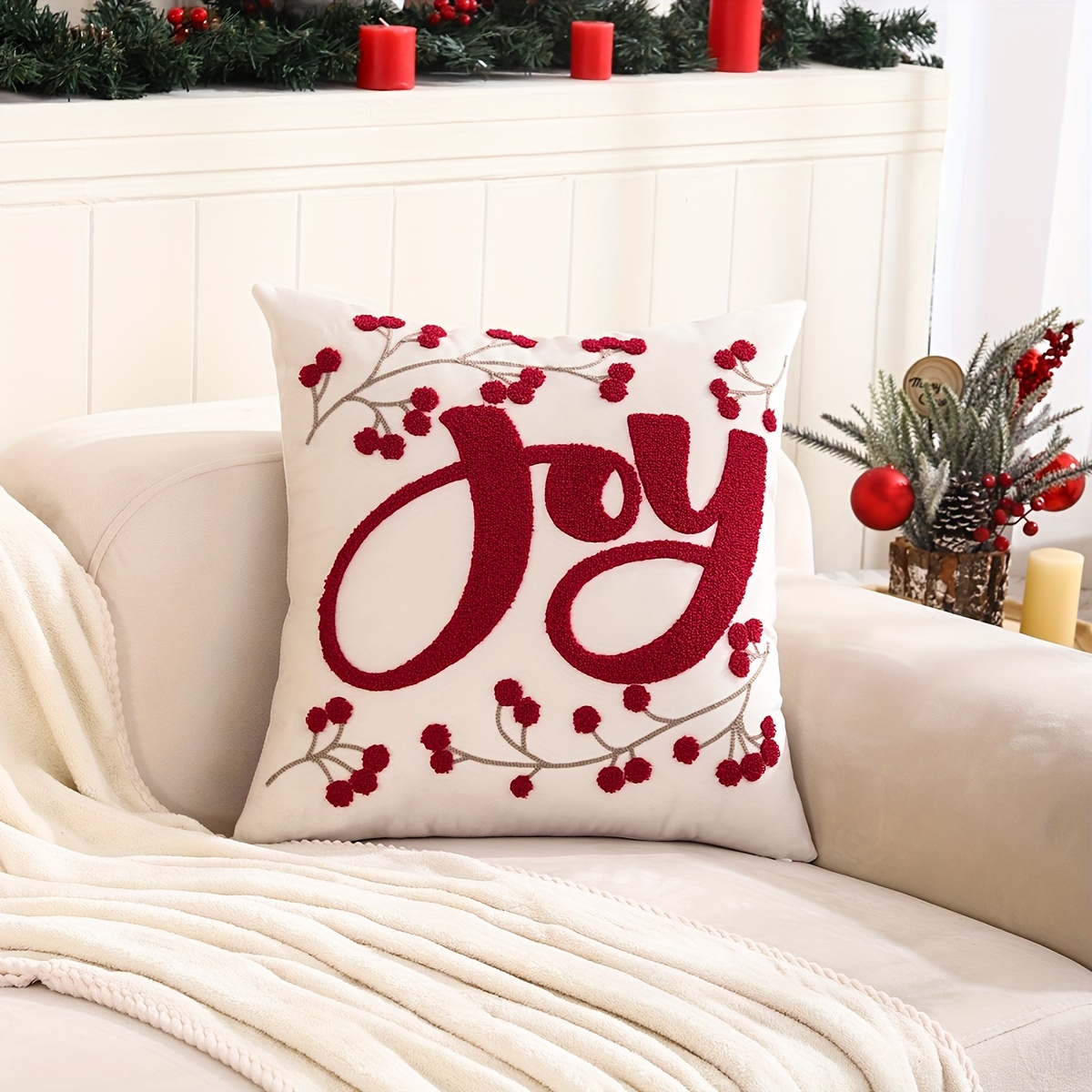 1pc Snowflake Embroidery Pillowcase, Soft Velvet Fabric, Decorating Sofa  And Living Room, Pink