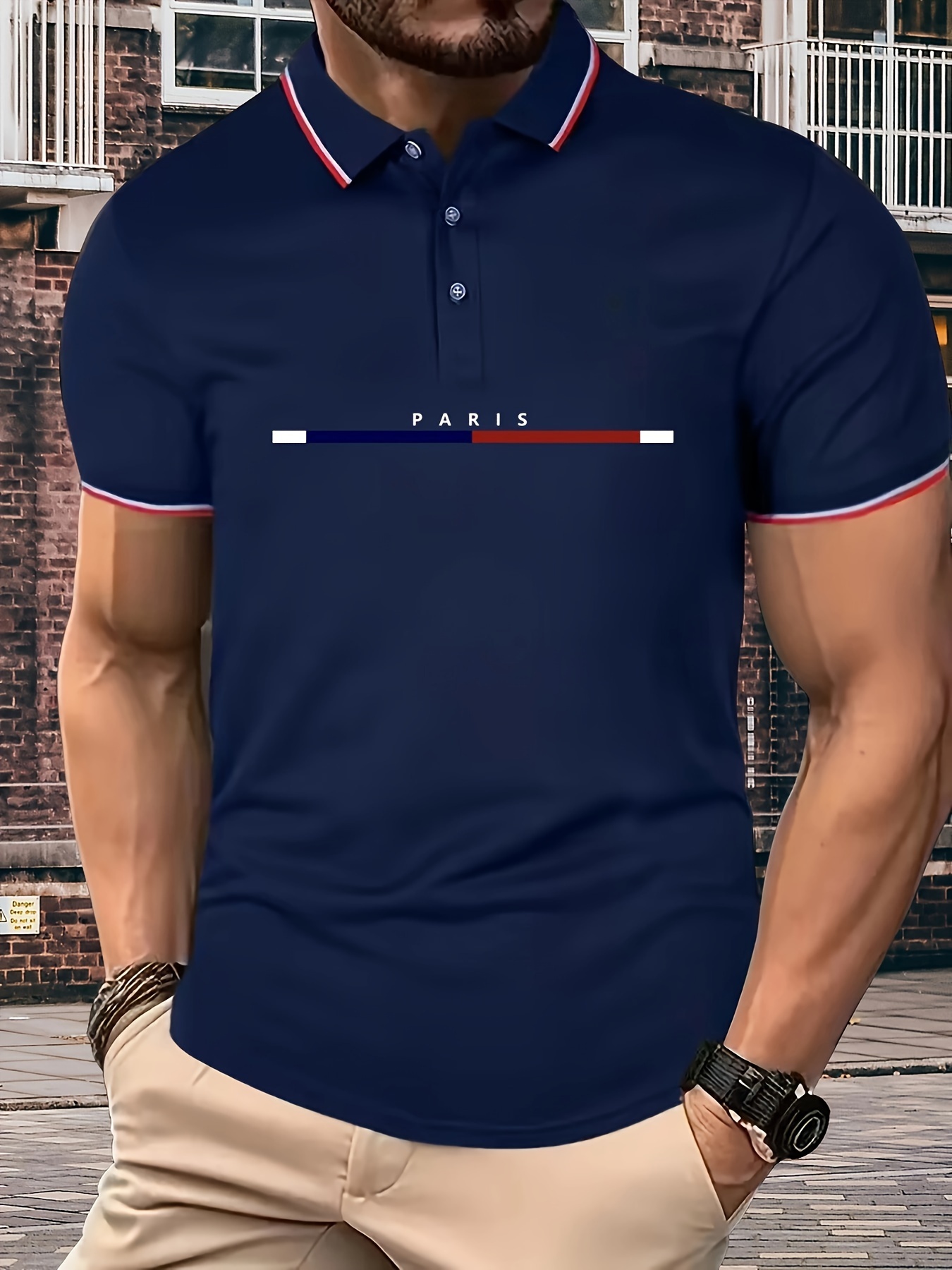 Camisa casual masculina de manga curta com lapela, camisa masculina com estilo de contraste para golfe de verão detalhes 21
