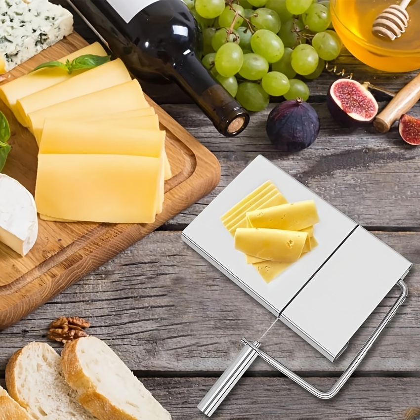 Rebanadora de queso con alambre ajustable, rebanadora de queso de acero  inoxidable resistente para queso de bloque semiduro suave (plateado)