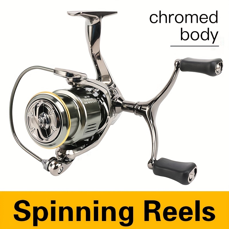1pc 6.2:1 Gear Ratio Metal Left/Right Hand Spinning Reel, 7+1BB Aluminum  Alloy Fishing Reel With Double Shaking Arms, Fishing Tackle