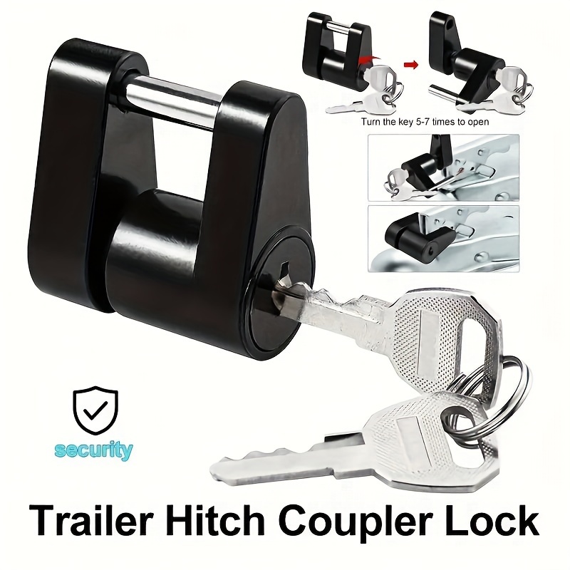 

Black/golden Trailer Tongue Coupler Lock, 1/4-inch Pin Diameter, Up To 3/4-inch Span