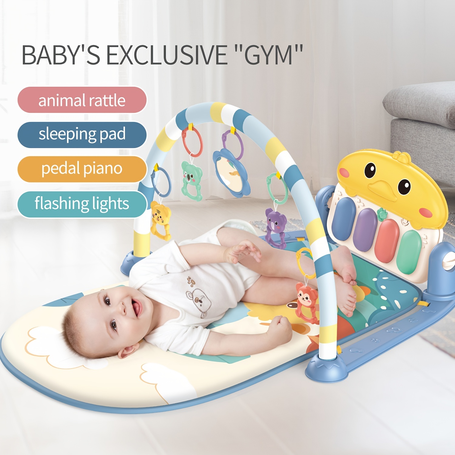 Baby Play Mat Baby Gym Piano Tummy Time Baby Activity Gym - Temu