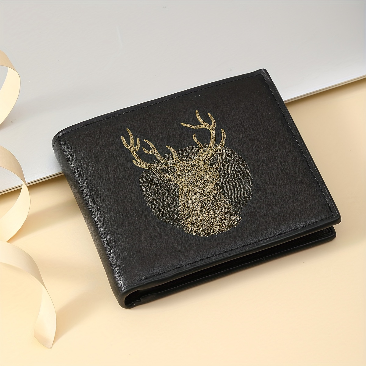 

Men's Deer Head Bifold Wallet Credit Card Holder Multiple Card Slots Purse Large Capacity Card Holder Horizontal Wallet Gift For Men