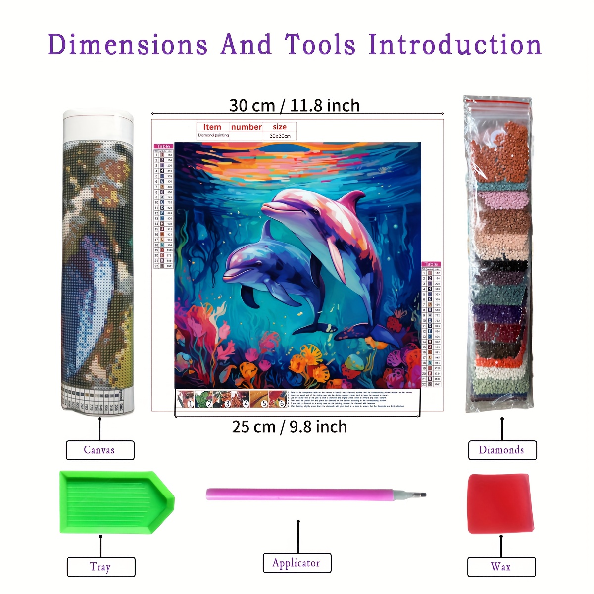 5D Diamond Painting Kits for Kids, Diamond Painting Kits Animals with Wooden Frame, Dolphin Diamond Painting Kits for Beginners, Girls, Adults