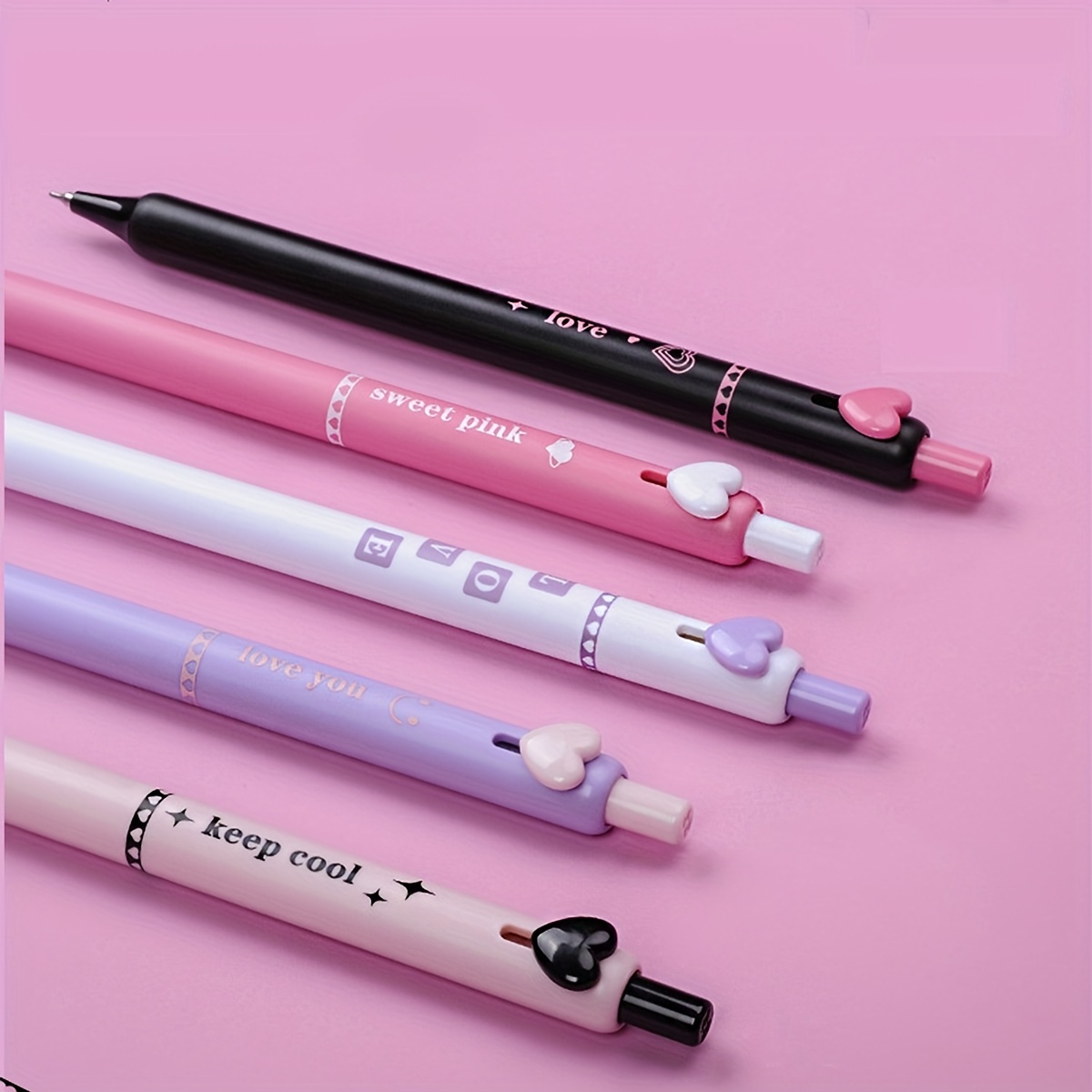 5pcs Black Pink Cute Heart Shaped Click Gel Ink Pens for Girls, Kawaii  Black Ink Writing Pens Smooth Writing Pen for Journaling Note Taking  Sketching for Kids Girls Children Students Teens Gifts