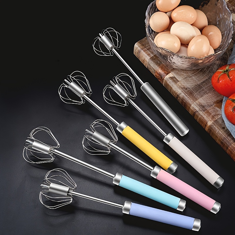 Household Semi-Automatic Rotating Egg Beater,304 Stainless Self