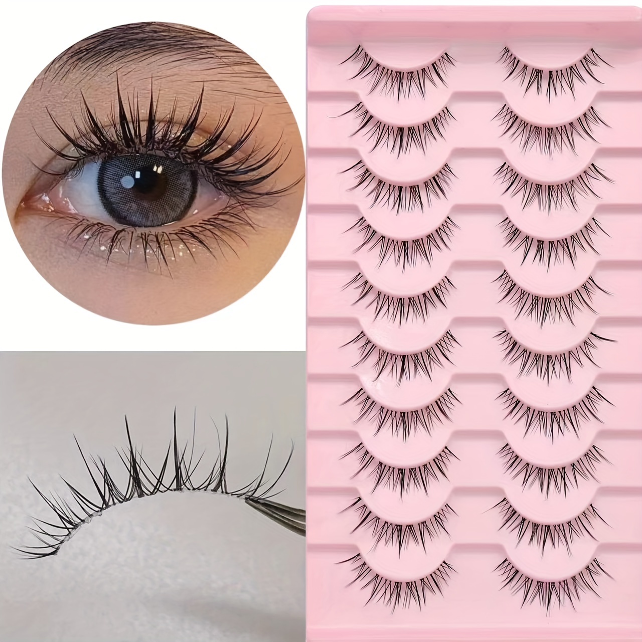 Natural Look Wispy Manga Lashes - Long Crisscross Japanese Style Cosplay Anime  False Eyelashes - Temu