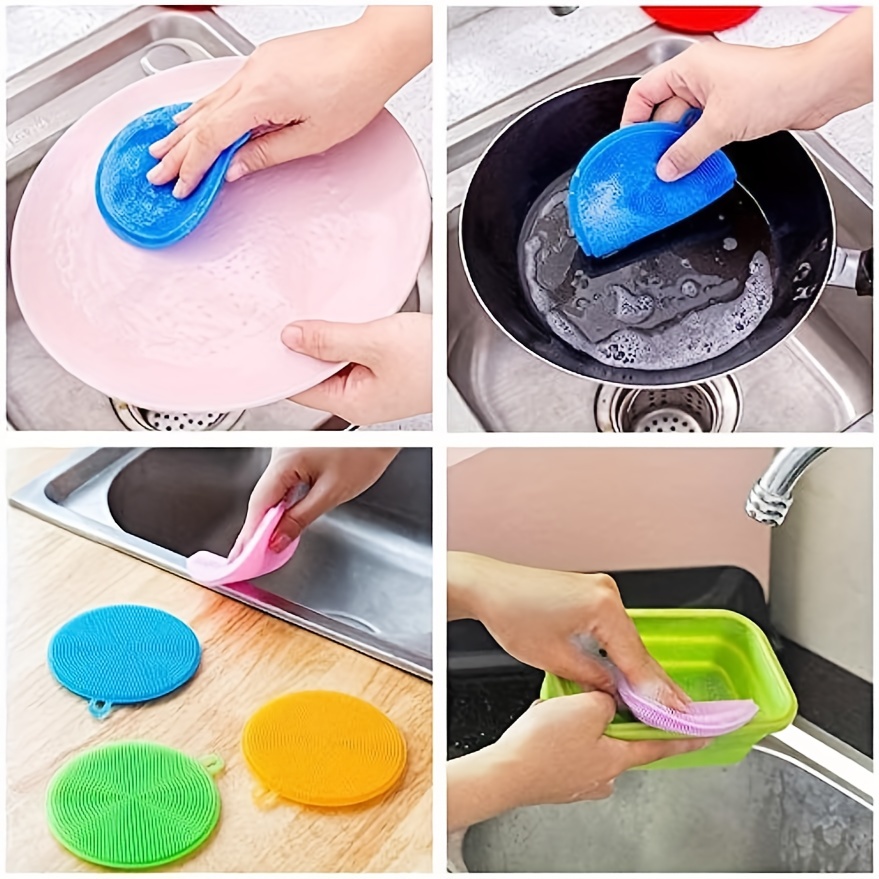 Silicone Dish Sponge Reusable Multifunction Dish Scrubber Eco Friendly  Antibacterial Cleaning Kitchen Bathroom 