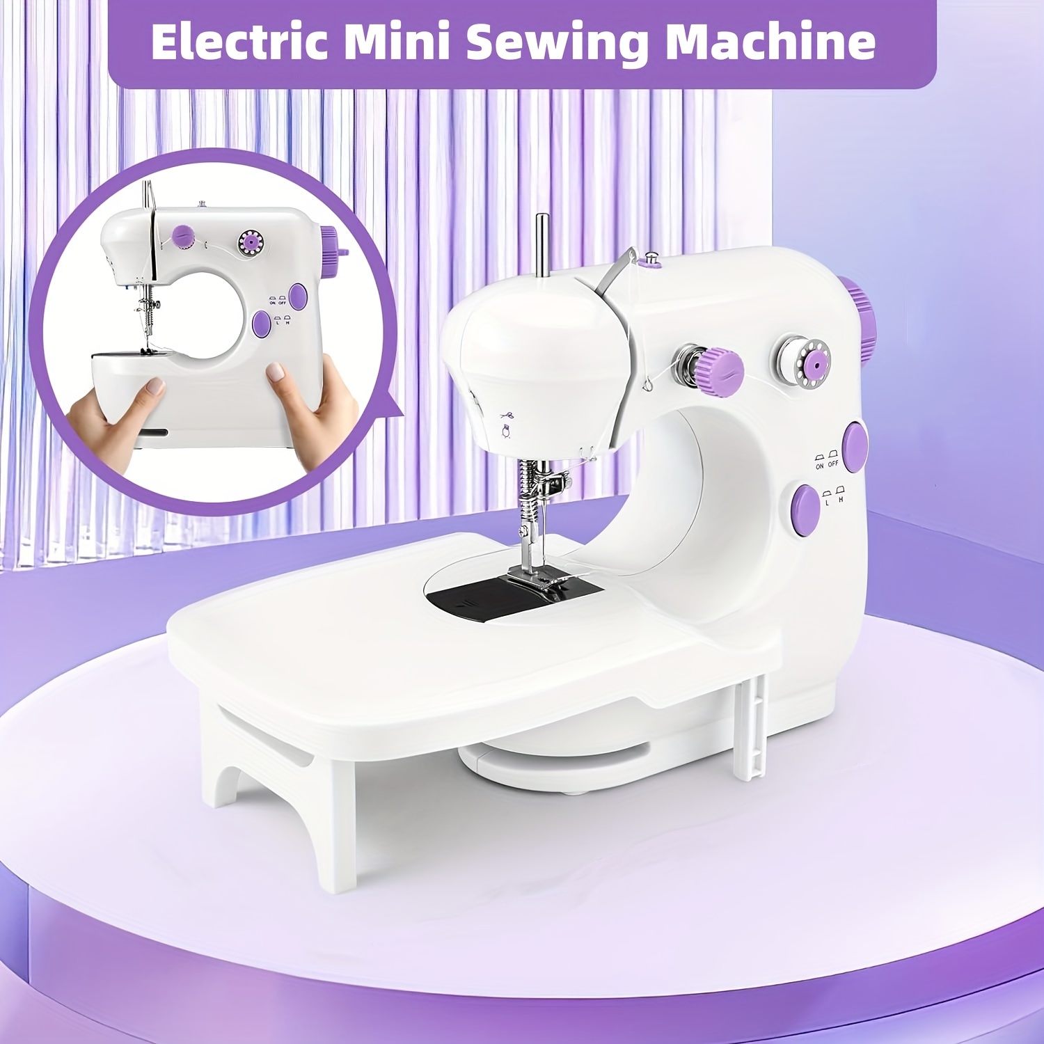 Máquina de coser, máquina de coser portátil para principiantes con luz y  mesa de extensión, fácil de usar y segura para niños, el mejor regalo