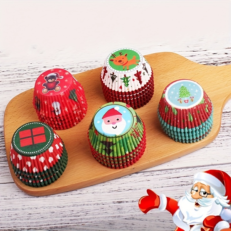 200pcs, Christmas Muffin Cups, Disposable Paper Cupcake Cups, Heat  Resistant Cupcake Liners, Muffin Molds, Baking Tools, Kitchen Gadgets,  Kitchen Acce