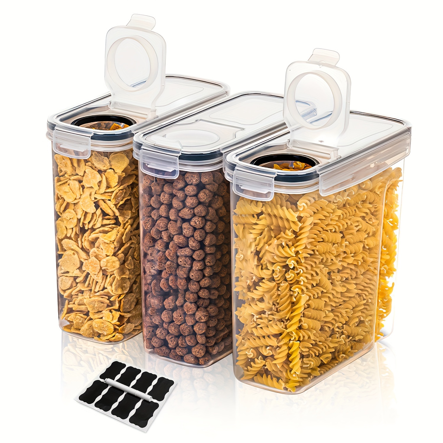 Dwllza Kitchen Cereal Containers Storage - 4 Pack Cereal Dispenser Airtight Food Storage Containers BPA-Free Pantry Organizat