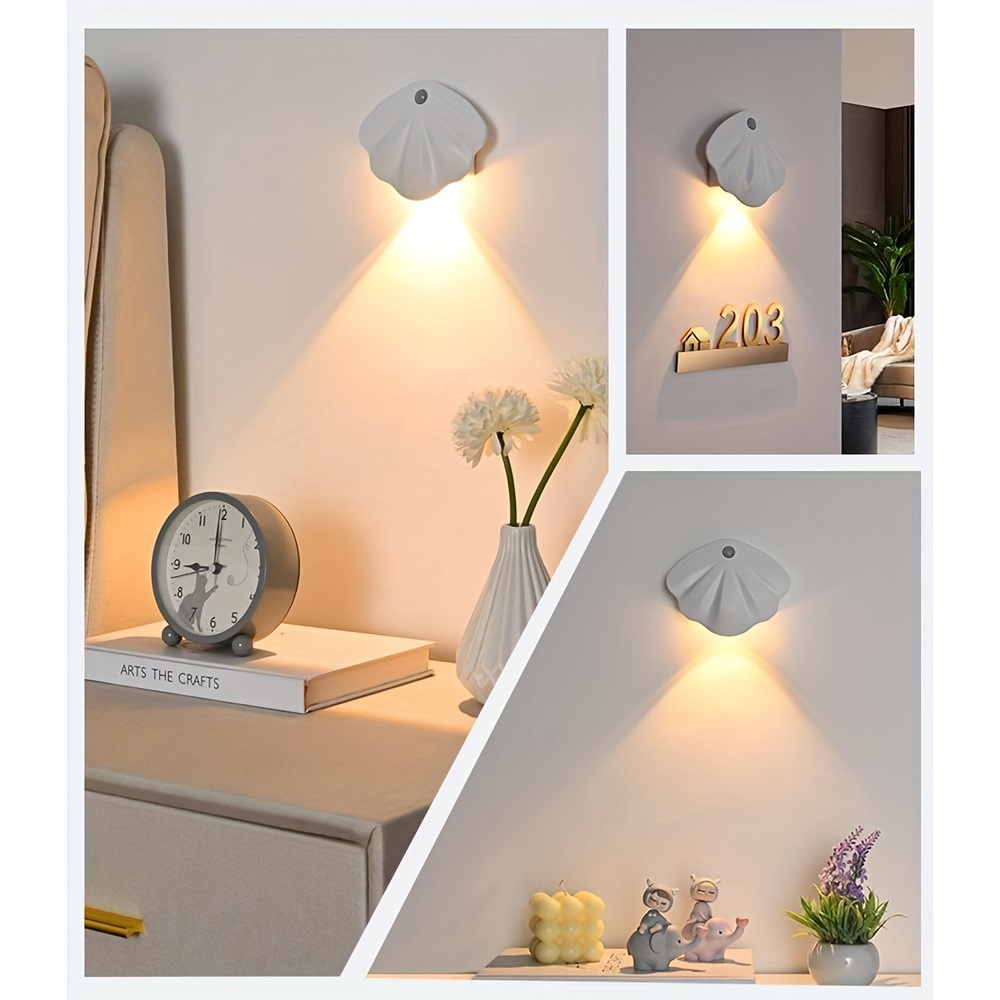Magnetic Shell Shaped LED Night Light Motion Sensor USB Rechargeable