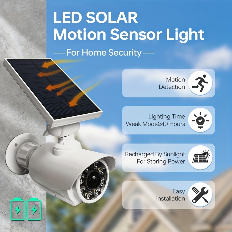 Solar Light Pseudo Safety Camera Simulating Cctv Monitoring System With Led Pir Motion Sensor