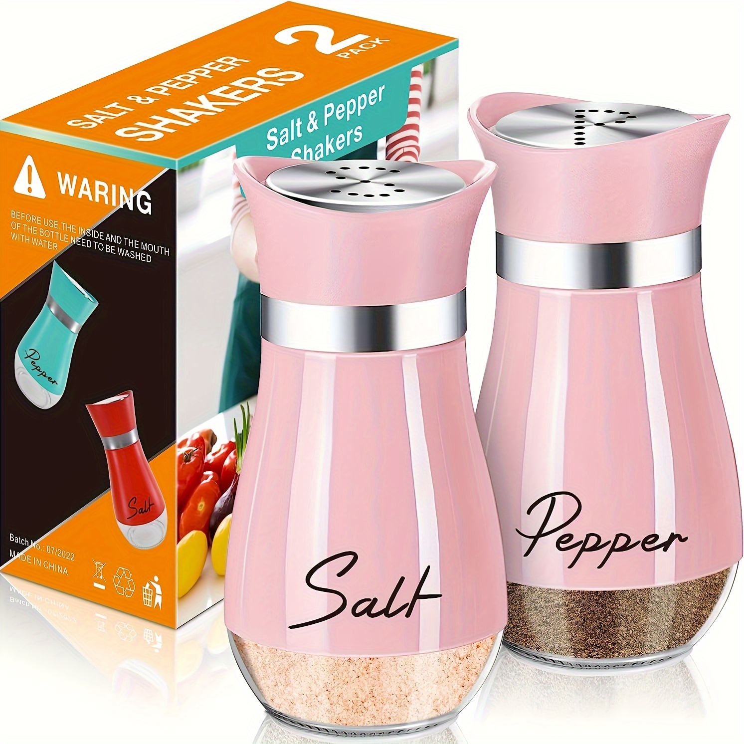 Salt And Pepper Shakers Set, Glass Bottom Salt And Pepper Jars With  Stainless Steel Lid For Kitchen Cooking Table, Rv, Camp,bbq Refillable  Design, Spice Shakers, Kitchen Utensils, Kitchen Decor, Chrismas Halloween  Gifts